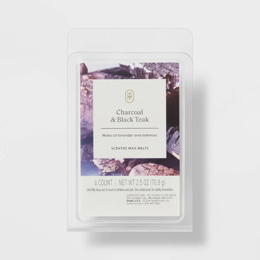 6ct Charcoal and Black Teak Wax Melts 2.5oz - Threshold™ - Bellso