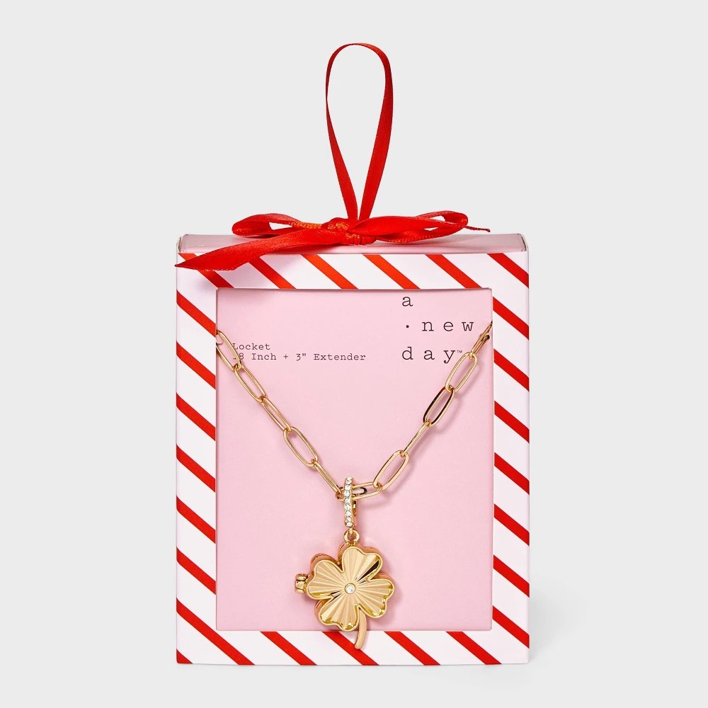 Four-Leaf Clover Locket Necklace - a New Day™ Gold - Bellso