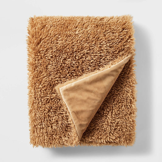 Faux Fur Throw Blanket Dark Tan - Threshold™ Designed with Studio McGee - Bellso