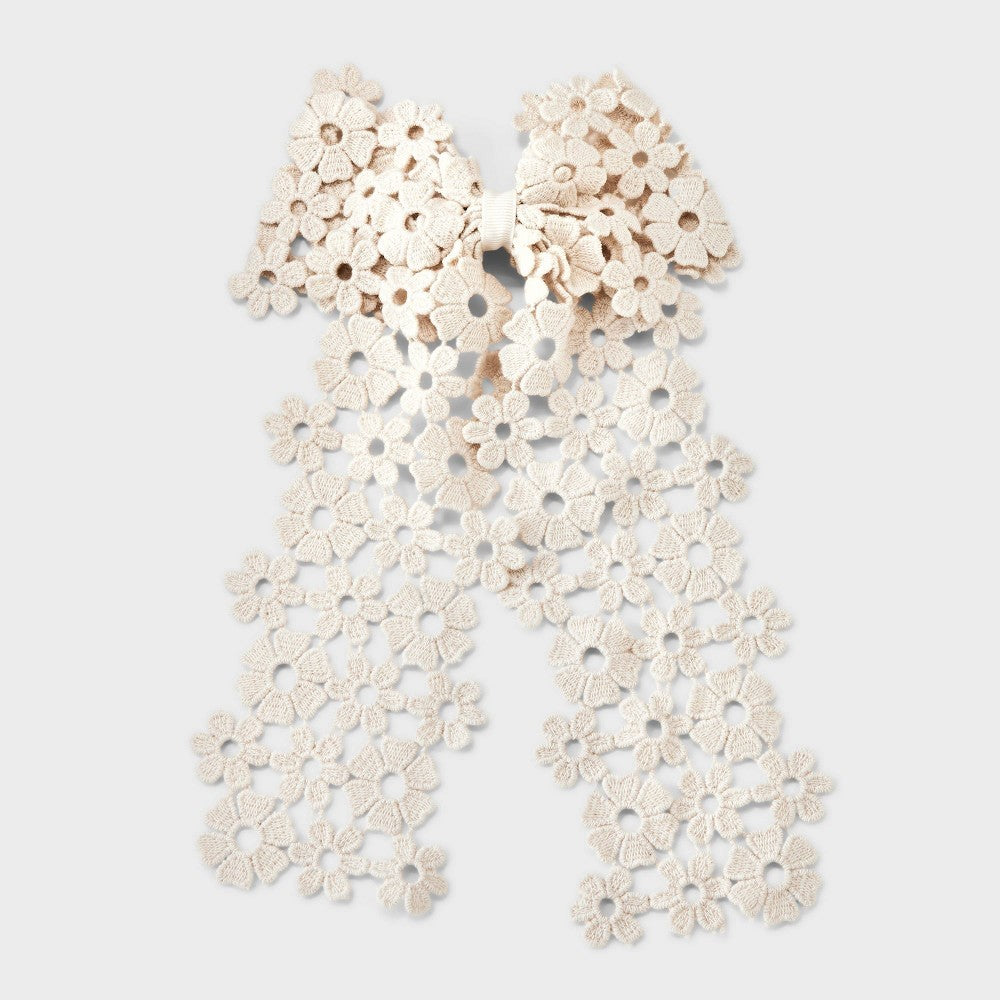Crochet Flower Hair Bow Barrette - Wild Fable™ Ivory - Bellso
