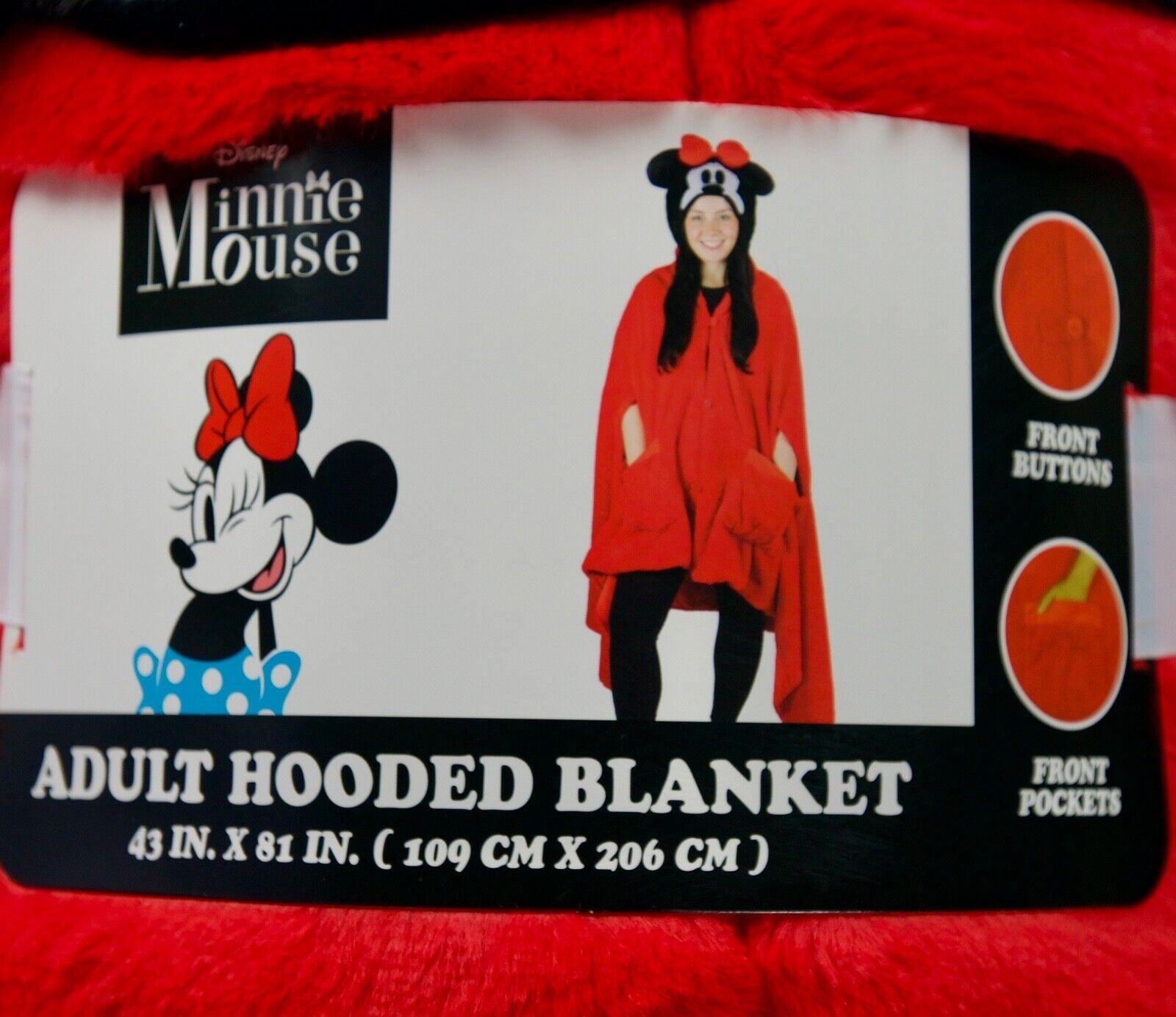 Adult Plush Hooded Blanket: Hello Kitty, Minnie Mouse, Bluey, 43 X 81 Inches - Bellso