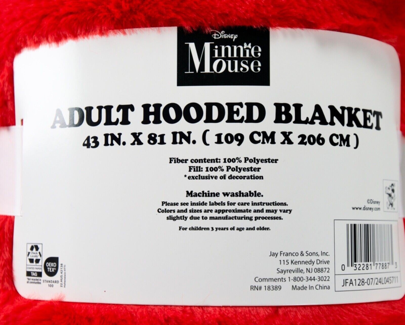 Adult Plush Hooded Blanket: Hello Kitty, Minnie Mouse, Bluey, 43 X 81 Inches - Bellso