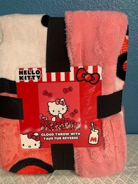 Hello Kitty Cloud Throw with Faux Fur Reverse Blanket So Soft - Bellso
