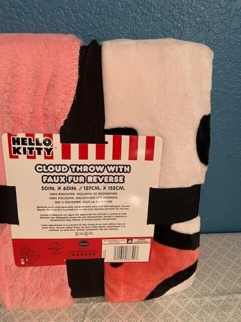 Hello Kitty Cloud Throw with Faux Fur Reverse Blanket So Soft - Bellso