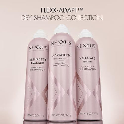 Nexxus Brunette Dry Shampoo for Dark Tones 72 Hour Freshness No Dull Residue with FLEXXADAPT Technology 5 Fl Oz