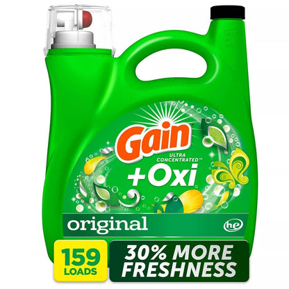Gain + Oxi Liquid Laundry Detergent Original, 159 Loads, 170 Fl. Oz - 3 Bottles