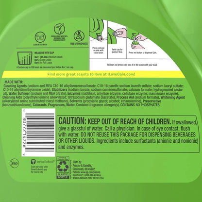 Gain + Oxi Liquid Laundry Detergent Original, 159 Loads, 170 Fl. Oz - 3 Bottles