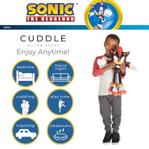 Franco Sonic Shadow the Hedgehog Anime Kids Bedding Super Soft Plush Cuddle Pillow Buddy, One Size, (Officially Licensed Product) - Bellso