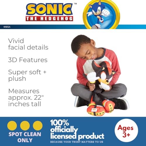 Franco Sonic Shadow the Hedgehog Anime Kids Bedding Super Soft Plush Cuddle Pillow Buddy, One Size, (Officially Licensed Product) - Bellso