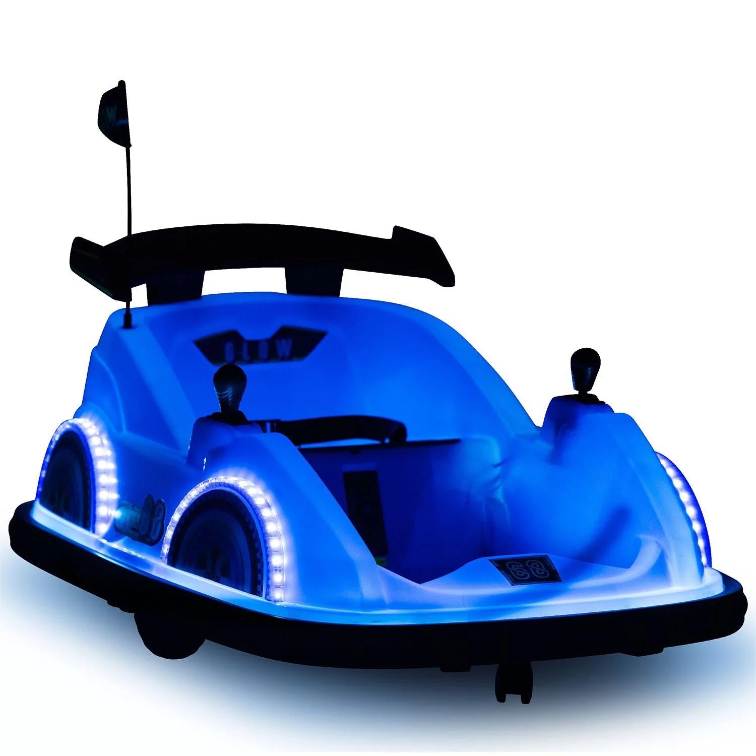 12V Electric Racer Bumper Car Kids Ride on LED Lights Glow Bumper Car 360 - Bellso