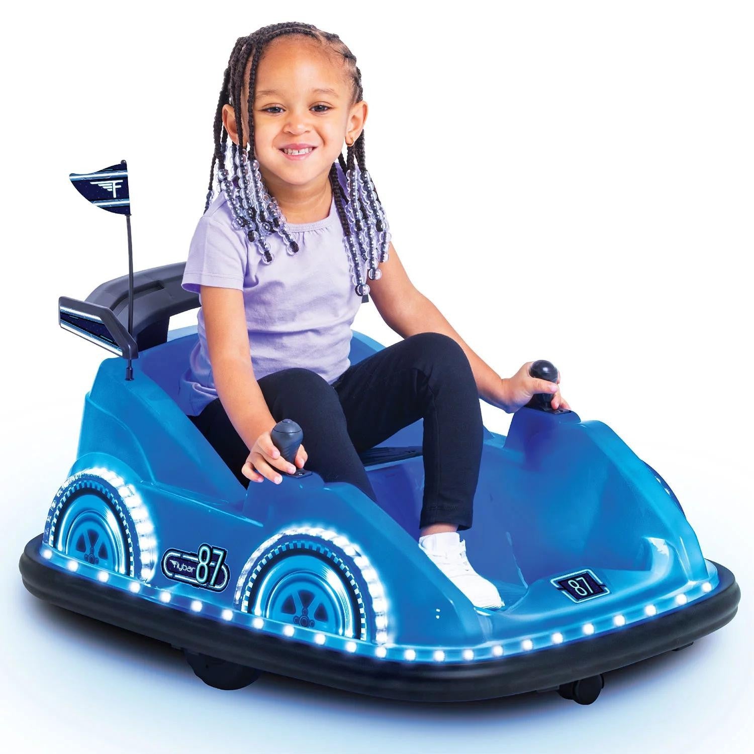 12V Electric Racer Bumper Car Kids Ride on LED Lights Glow Bumper Car 360 - Bellso