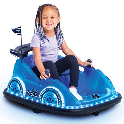 12V Electric Racer Bumper Car Kids Ride on LED Lights Glow Bumper Car 360 - Bellso