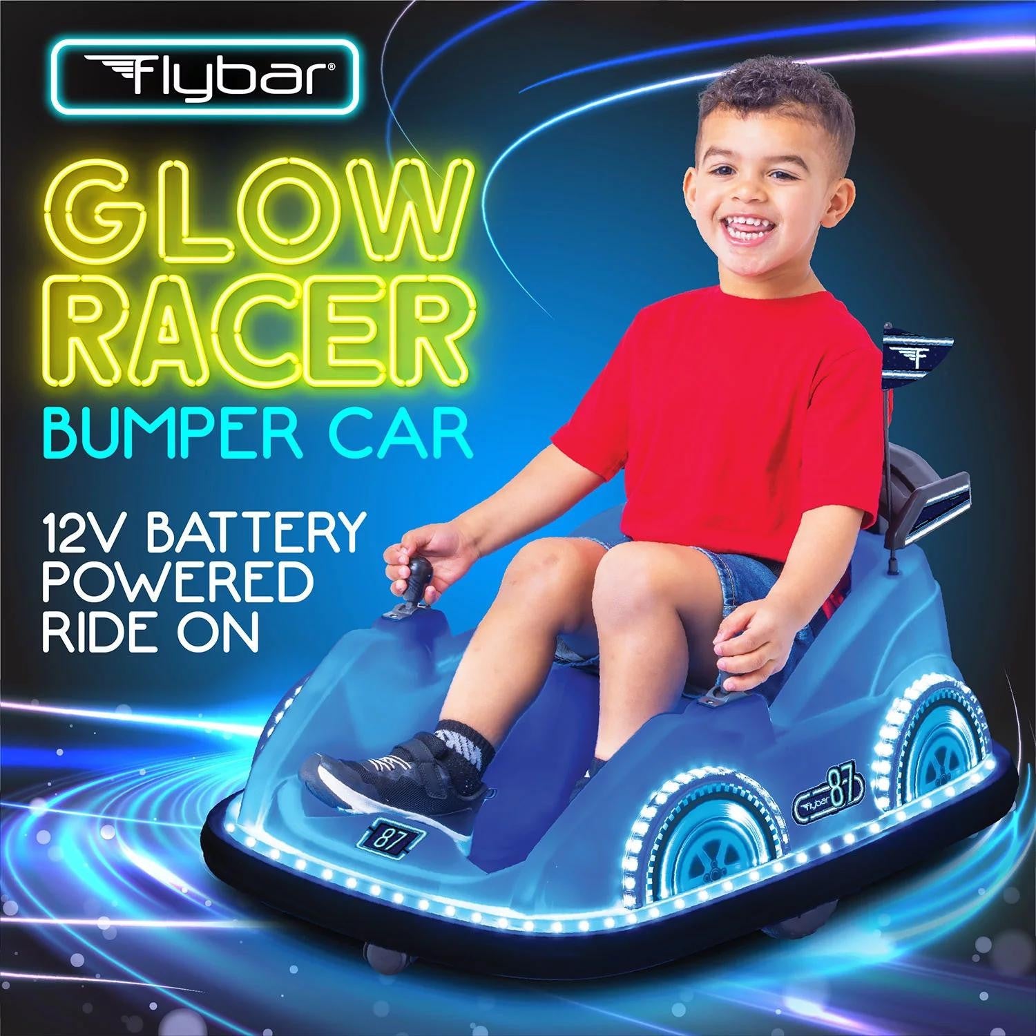 12V Electric Racer Bumper Car Kids Ride on LED Lights Glow Bumper Car 360 - Bellso