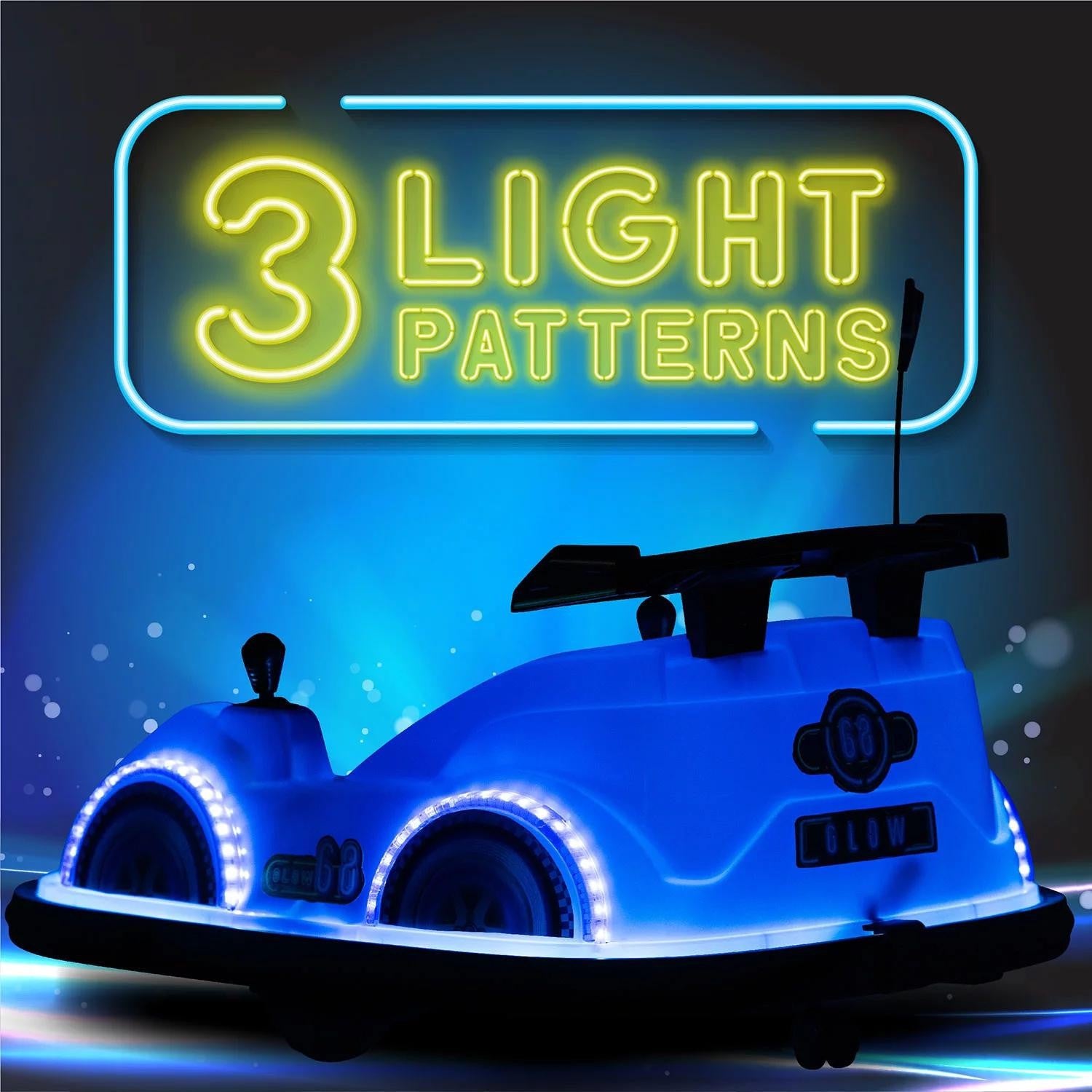 12V Electric Racer Bumper Car Kids Ride on LED Lights Glow Bumper Car 360 - Bellso