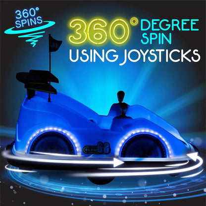 12V Electric Racer Bumper Car Kids Ride on LED Lights Glow Bumper Car 360 - Bellso