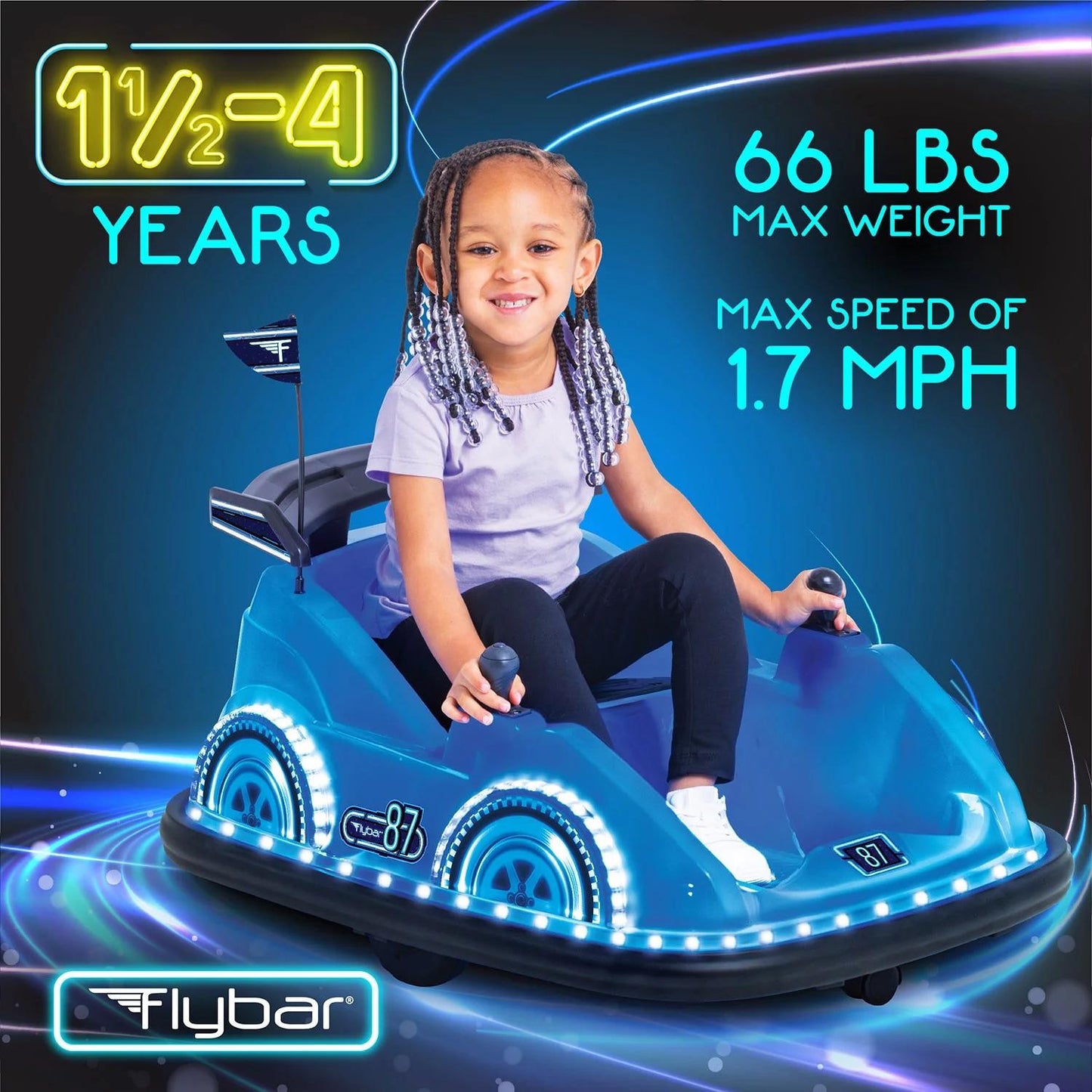 12V Electric Racer Bumper Car Kids Ride on LED Lights Glow Bumper Car 360 - Bellso
