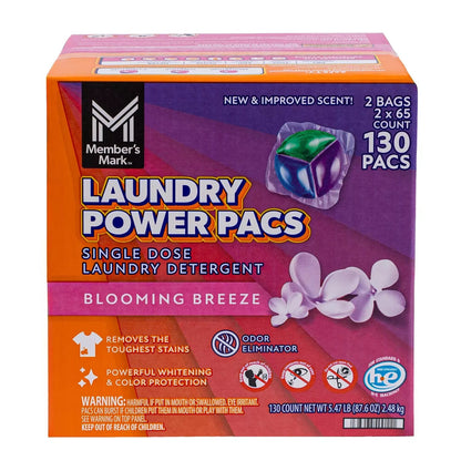 Member's Mark Laundry Power Pacs, Blooming Breeze, 130 Ct.