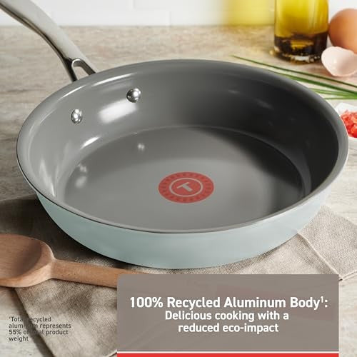 T-Fal Ceramic Non-Stick Induction, 10.5 and 12 Inch 2 Piece Frypan Set, Mint Green - Bellso