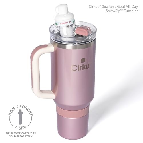 Cirkul 40oz. Rose Gold Stainless Steel Tumbler with Handle  All-Day StrawSip  Double-Wall Insulated