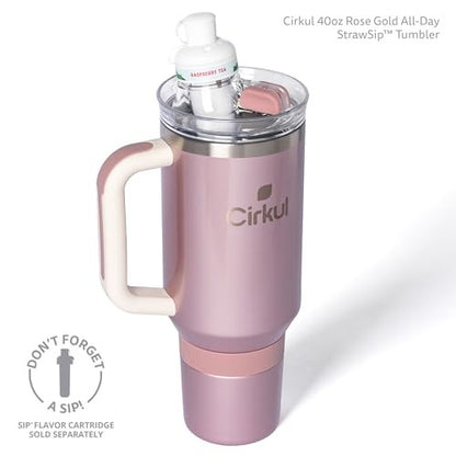 Cirkul 40oz. Rose Gold Stainless Steel Tumbler with Handle  All-Day StrawSip  Double-Wall Insulated