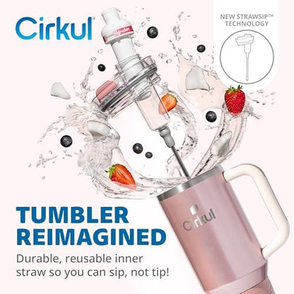 Cirkul 40oz. Rose Gold Stainless Steel Tumbler with Handle  All-Day StrawSip  Double-Wall Insulated