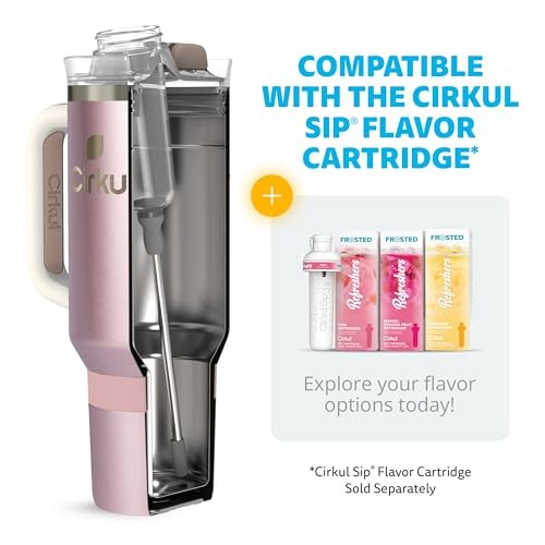 Cirkul 40oz. Rose Gold Stainless Steel Tumbler with Handle  All-Day StrawSip  Double-Wall Insulated