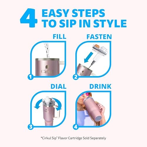 Cirkul 40oz. Rose Gold Stainless Steel Tumbler with Handle  All-Day StrawSip  Double-Wall Insulated