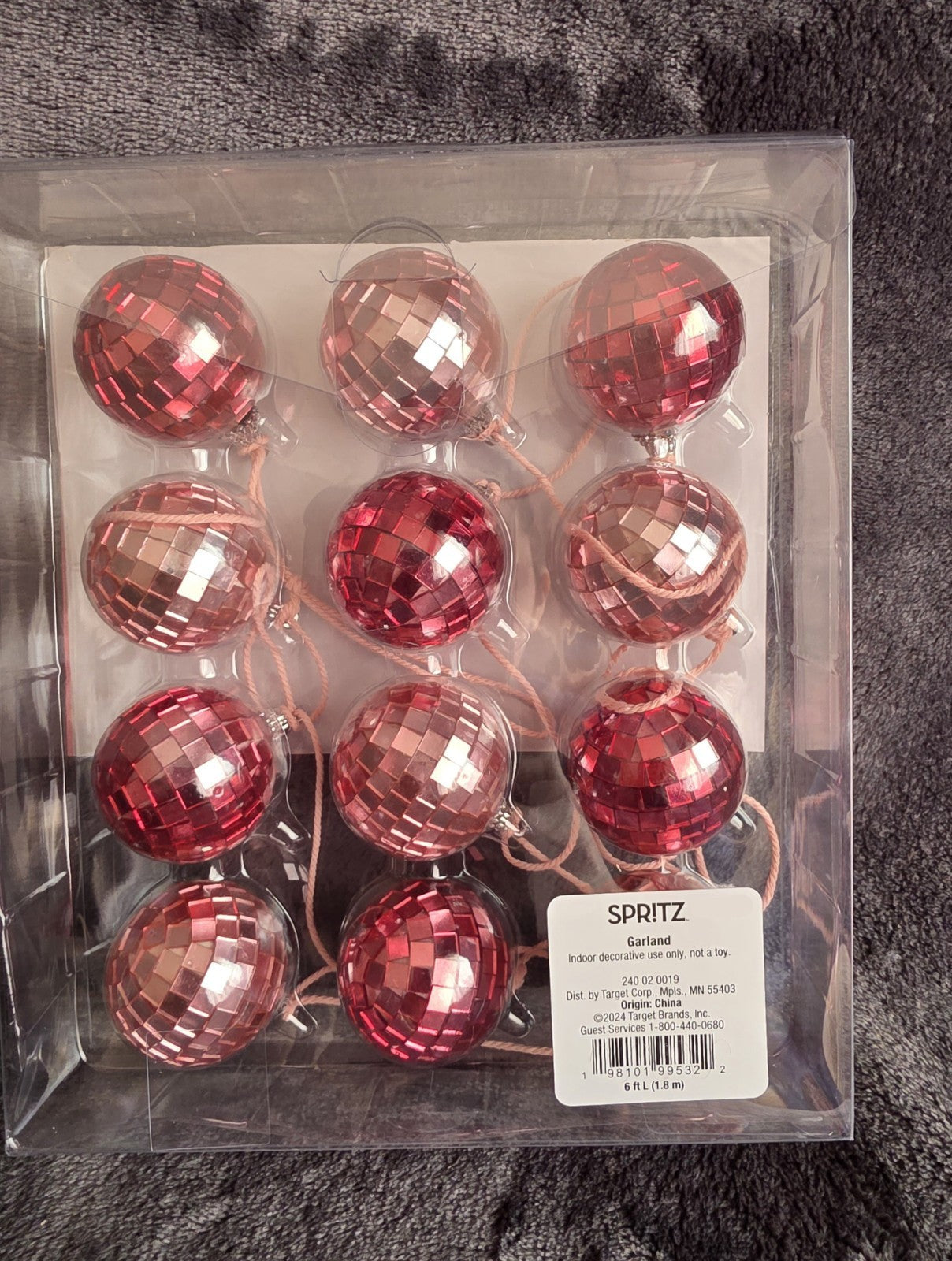 NWT Target 2025 72" Disco Ball Valentine's Day Christmas Garland Pink/Purple - Bellso