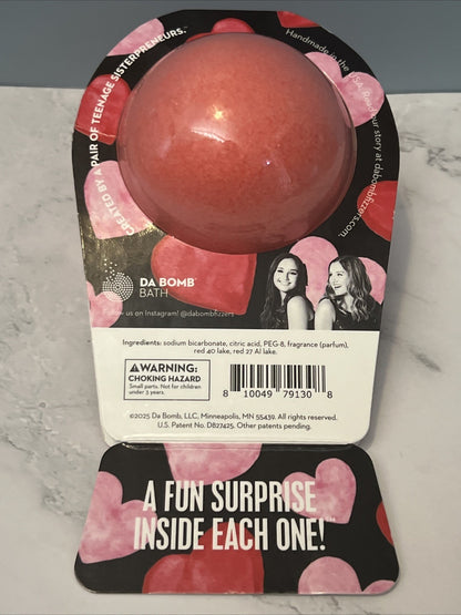 Kiss Bath Bomb Raspberry Fizzer with Surprise Inside Red/Pink - Bellso