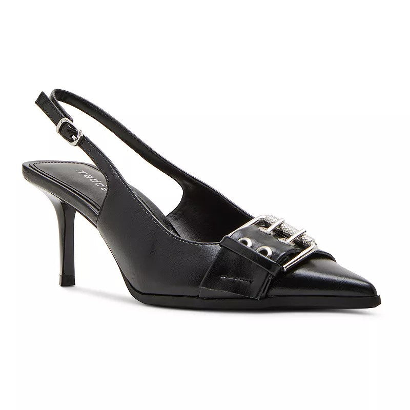 Madden Girl Rowaan Women's Slingback Heels, Size: 8, Black Shiny - Bellso