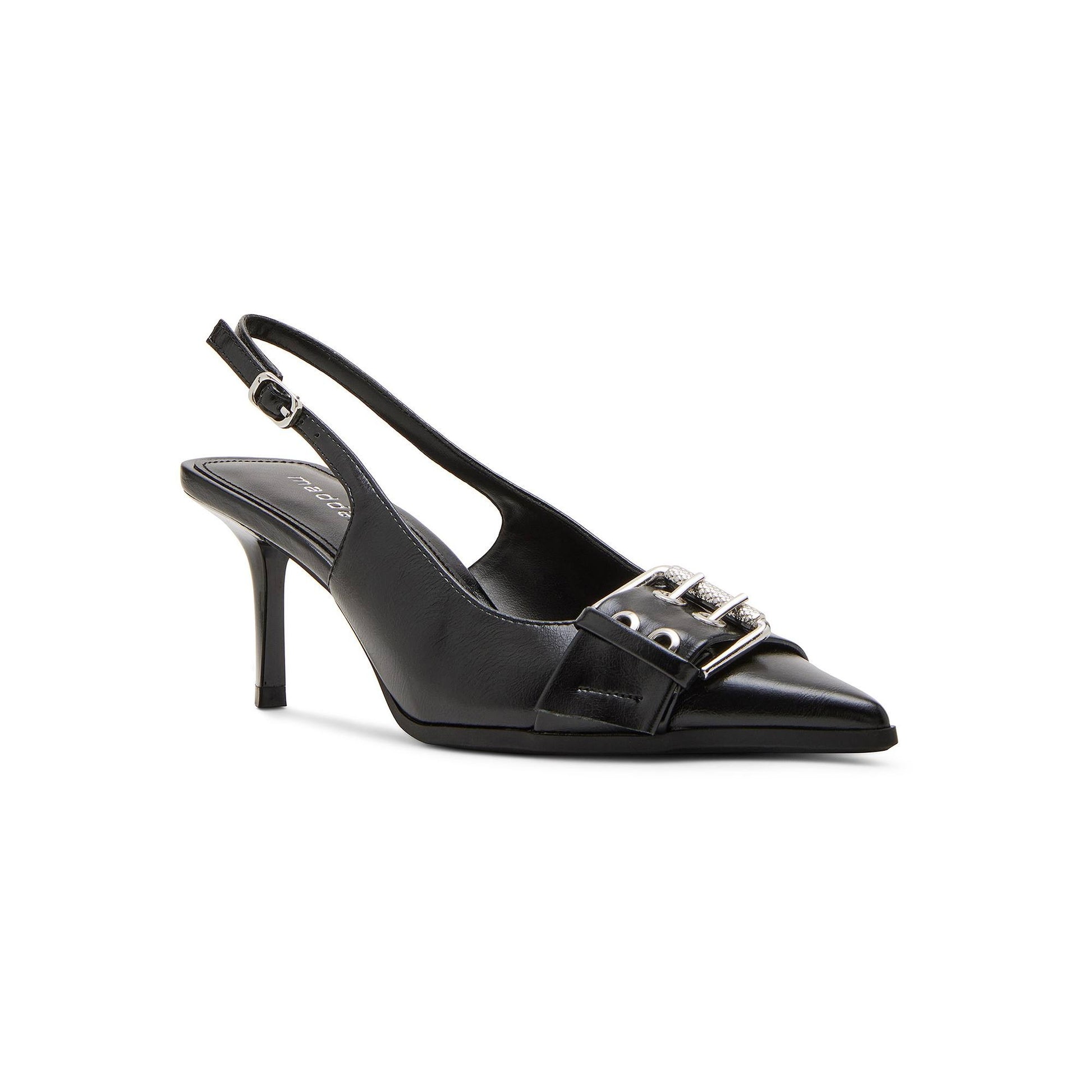 Madden Girl Rowaan Women's Slingback Heels, Size: 8, Black Shiny - Bellso