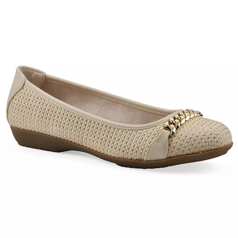 Cliffs by White Mountain Women's Charmed Round Toe Ballet Flats - Gold Multi Canvas Size 9.5 - Bellso