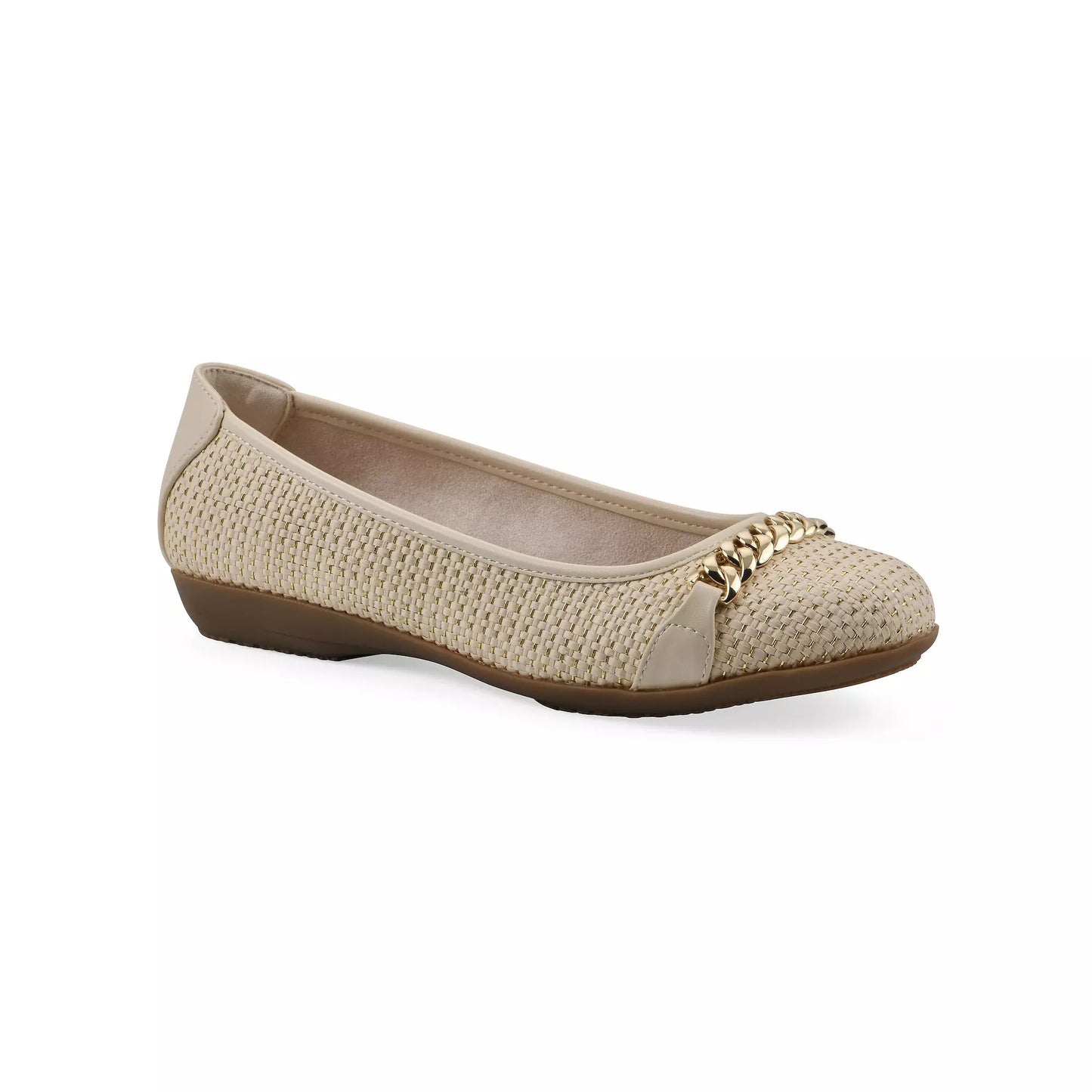 Cliffs by White Mountain Women's Charmed Round Toe Ballet Flats - Gold Multi Canvas Size 9.5 - Bellso