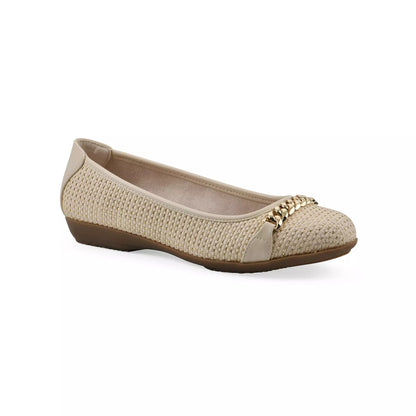 Cliffs by White Mountain Women's Charmed Round Toe Ballet Flats - Gold Multi Canvas Size 9.5 - Bellso