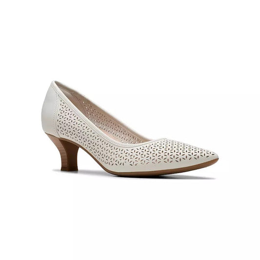 Clarks Collection Women's Kepley Sky Slip-on Pumps - Off White Leather Size 9-1/2 - Bellso