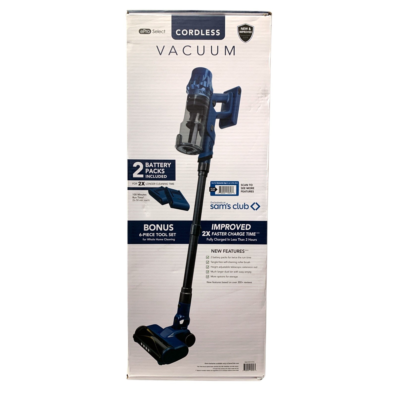 EPro Select Cordless Vacuum with Removable Battery, 6pc Tool Set, Midnight Blue - Bellso