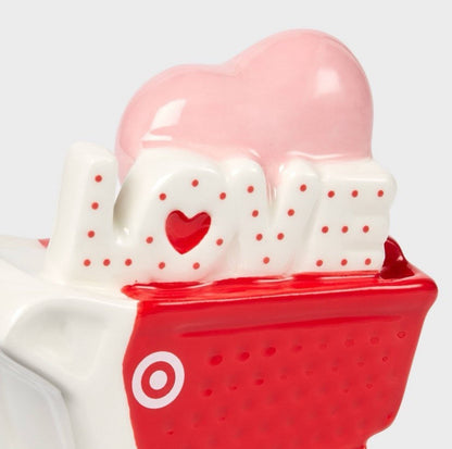 Valentine's Day Ceramic Heart Shopping Cart Figurine Target Spritz 2025 - Bellso