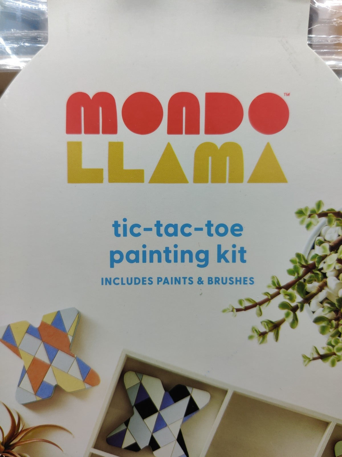 Wooden Tic Tac Toe Painting Kit Wood Craft Paint Brush Mondo Llama Kids Activity - Bellso