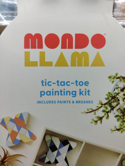 Wooden Tic Tac Toe Painting Kit Wood Craft Paint Brush Mondo Llama Kids Activity - Bellso