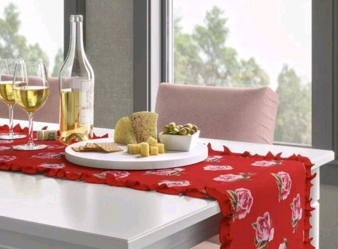 NEW  - Threshold  72"x14" Roses Table Runner - Red - Bellso