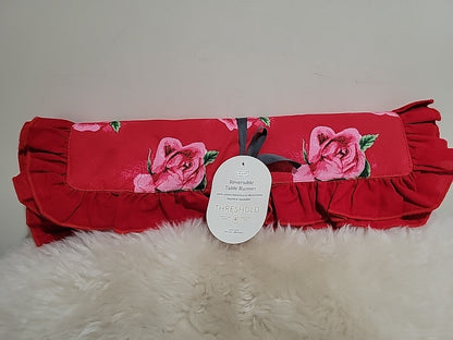 NEW  - Threshold  72"x14" Roses Table Runner - Red - Bellso