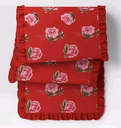 NEW  - Threshold  72"x14" Roses Table Runner - Red - Bellso