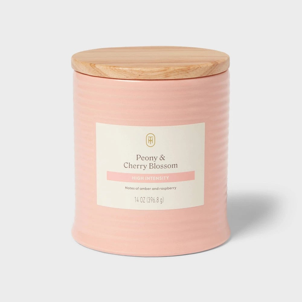2-Wick High Intensity Ceramic Jar Candle with Lid Peony and Cherry Blossom 14oz - Threshold™