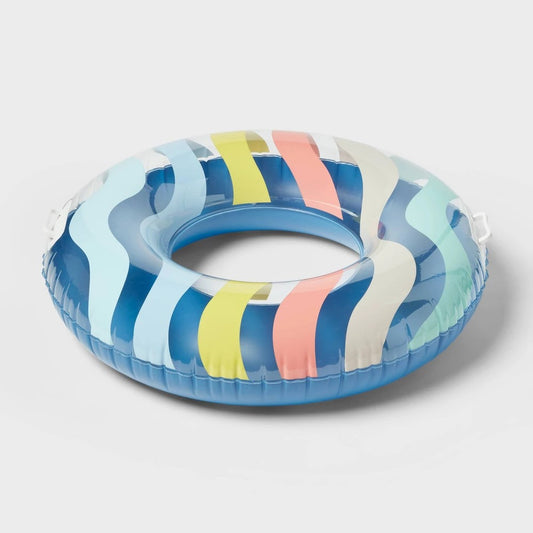 36'' Wavy Stripe Pool Tube with Handles - Sun Squad