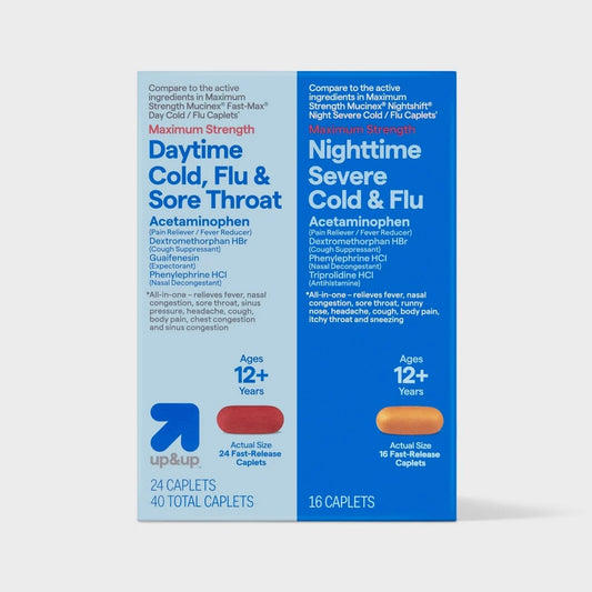 Daytime & Nighttime Maximum Strength Cold & Flu Caplets - 40ct - up&up - Bellso