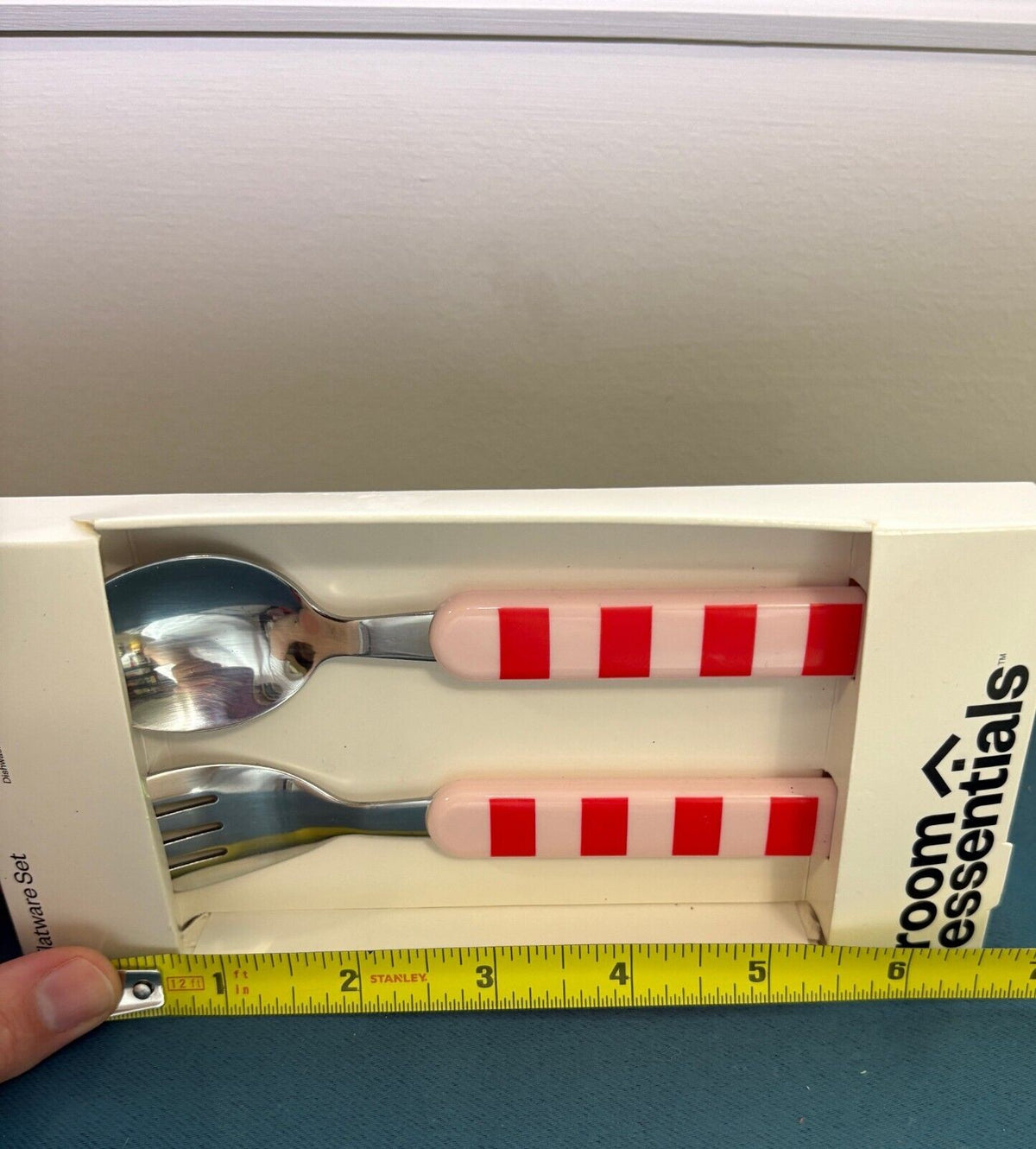 Target Room Essentials Kids Flatware Set  Pink and Red Stripes  2-Piece  NEW