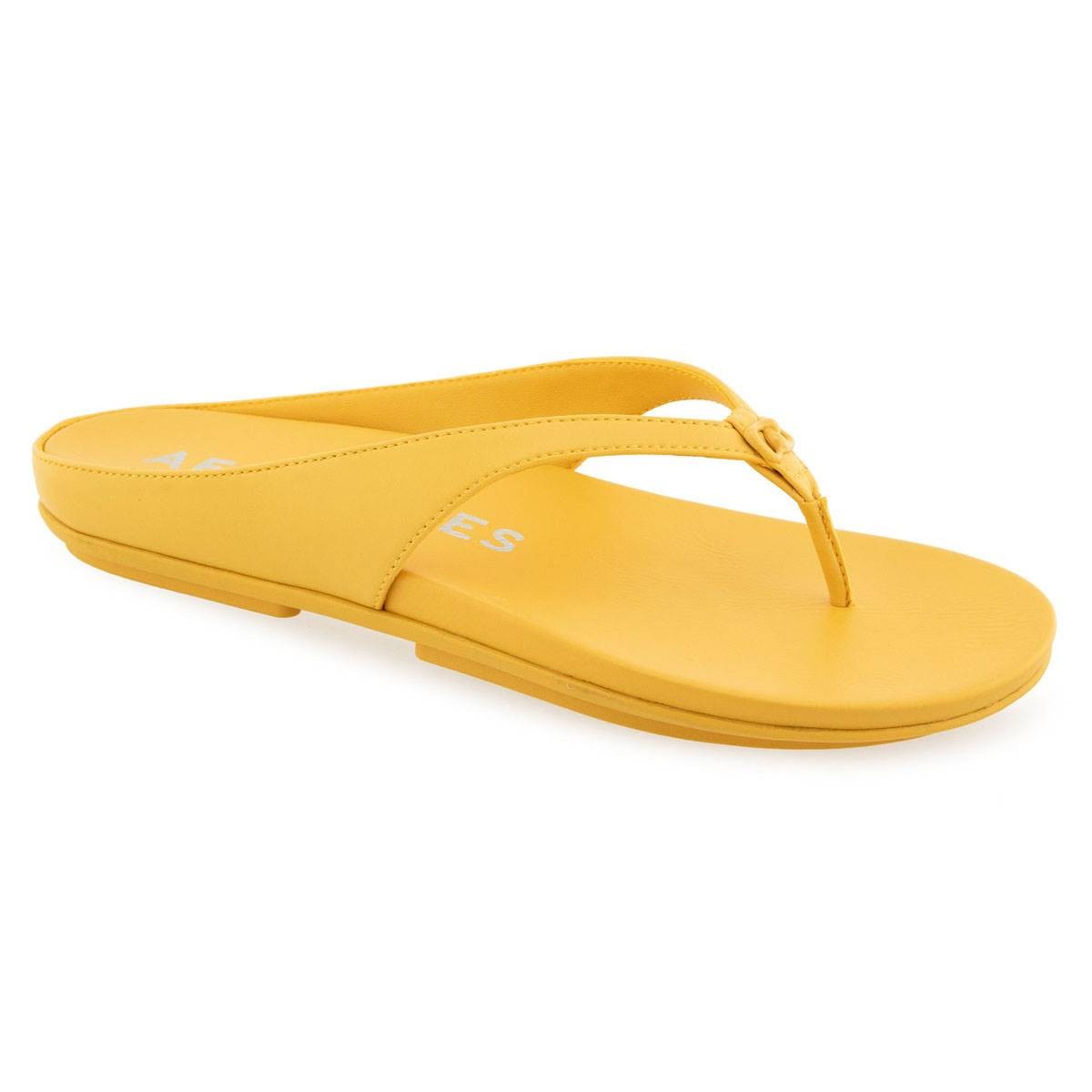 Aerosoles Women's Fisher Round Toe Thong Sandals - Black Patent Faux Leather Size 8M - Bellso