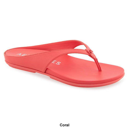 Aerosoles Women's Fisher Round Toe Thong Sandals - Black Patent Faux Leather Size 8M - Bellso