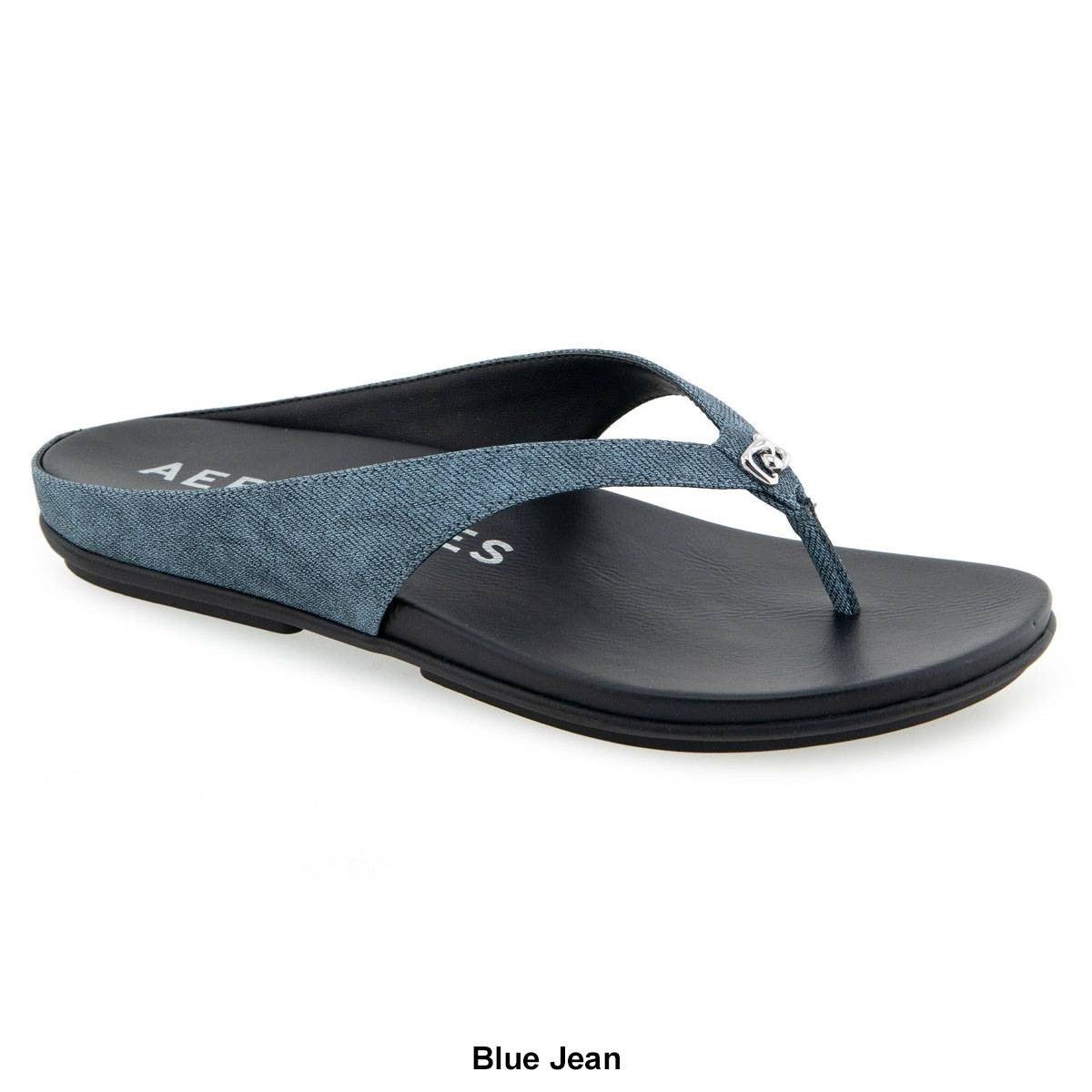 Aerosoles Women's Fisher Round Toe Thong Sandals - Black Patent Faux Leather Size 8M - Bellso