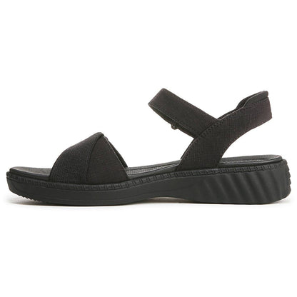 LifeStride Women's Lane Washable Open Round Toe Strappy Sandals - White Stretch Denim Fabric Size 9-1/2 M - Bellso
